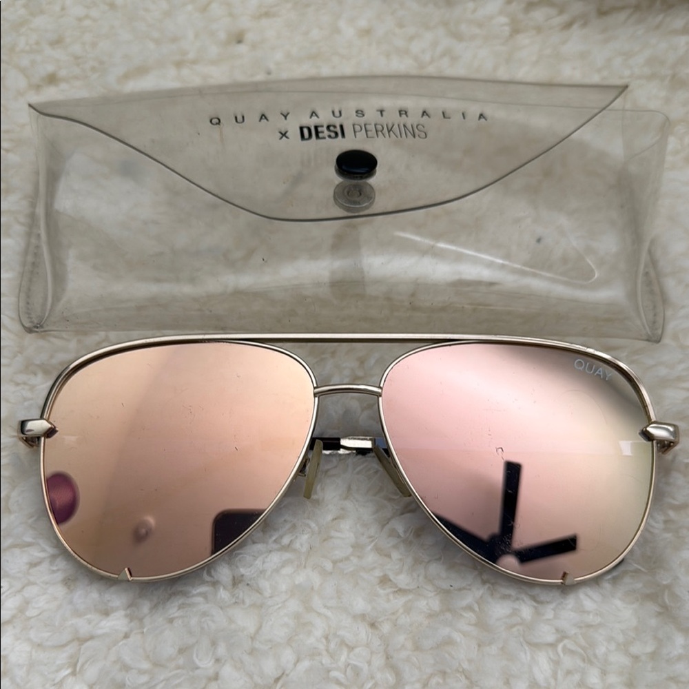 Quay Australia x Desi Perkins Pink Sunglasses